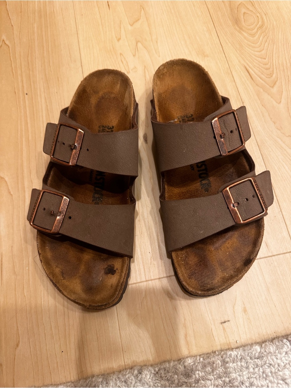Birkenstock Arizona Brown Leather Two-Strap Sandals